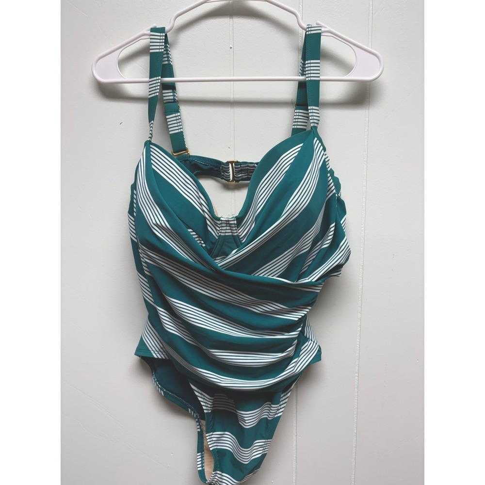 Terra & Sky 0X Cabo Blue Striped One Piece Tummy Control Swimsuit